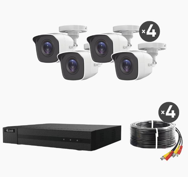 KIT TurboHD 1080p / DVR 4 canales / 4 Cámaras Bala de Metal / H.265+ / 1 Fuente de Poder Profesional / Accesorios de Instalación - KIT TurboHD 1080p / DVR 4 canales / 4 Cámaras Bala de Metal / H.265+ / 1 Fuente de Poder Profesional / Accesorios de Instalación -